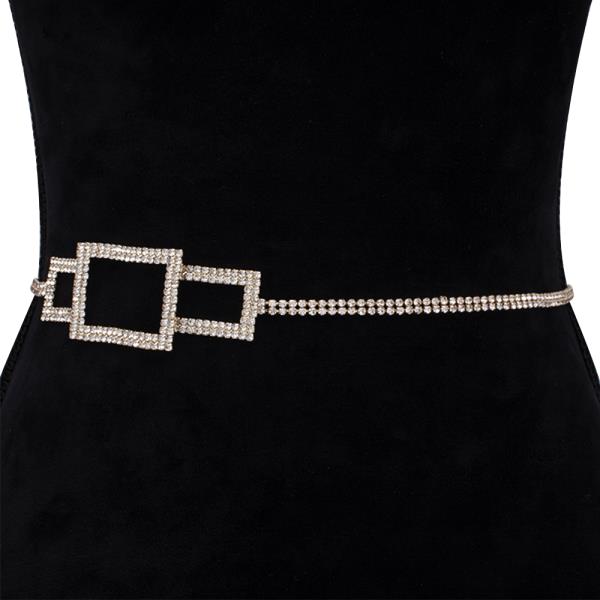 RHINESTONE SIDE SQUARE DESIGN HOOK BELT