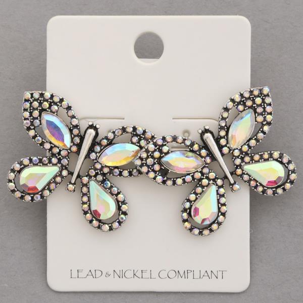 RHINESTONE METAL BUTTERFLY EARRING