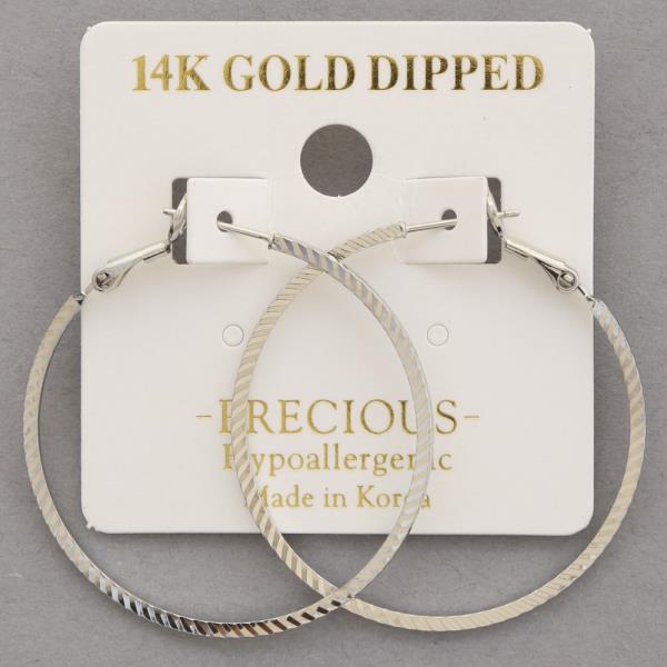 14K GOLD DIPPED TEXTURED HOOP EARRING