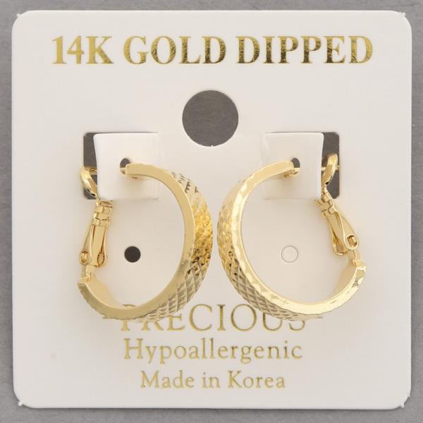 14K GOLD DIPPED TEXTURED HOOP EARRING