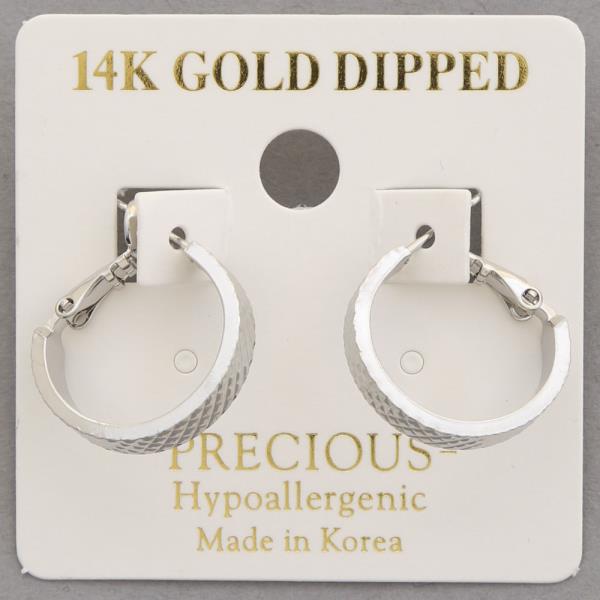 14K GOLD DIPPED TEXTURED HOOP EARRING