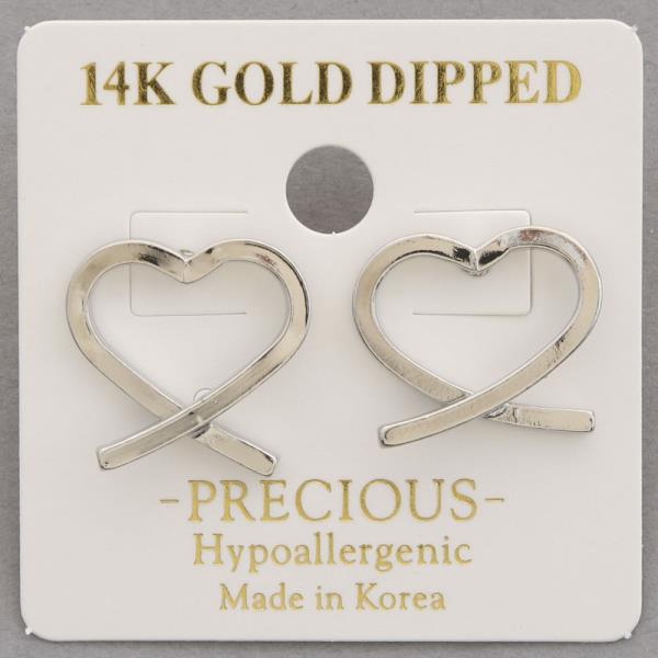 14K GOLD DIPPED HEART EARRING