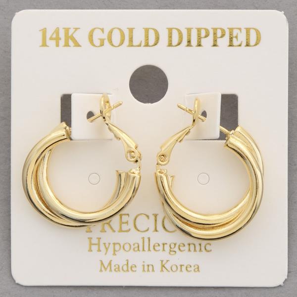 14K GOLD DIPPED DOUBLE HOOP EARRING