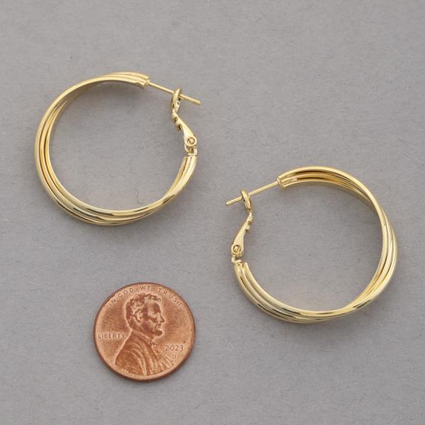 14K GOLD DIPPED TRIPLE HOOP EARRING