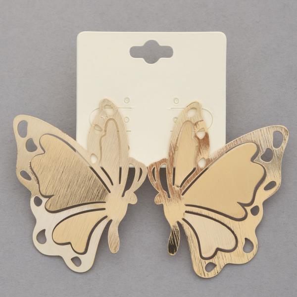 BRUSHED METAL BUTTERFLY EARRING