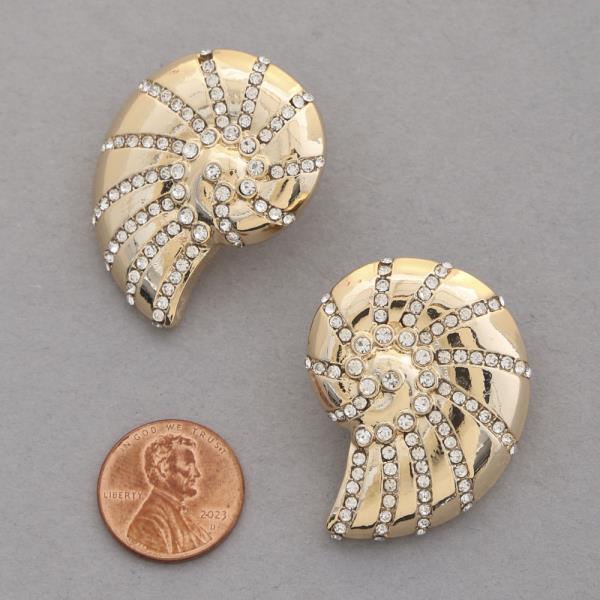 SEASHELL RHINESTONE METAL EARRING