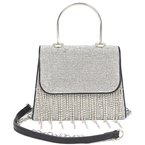 RHINESTONE FRINGE TOP HANDLE BAG