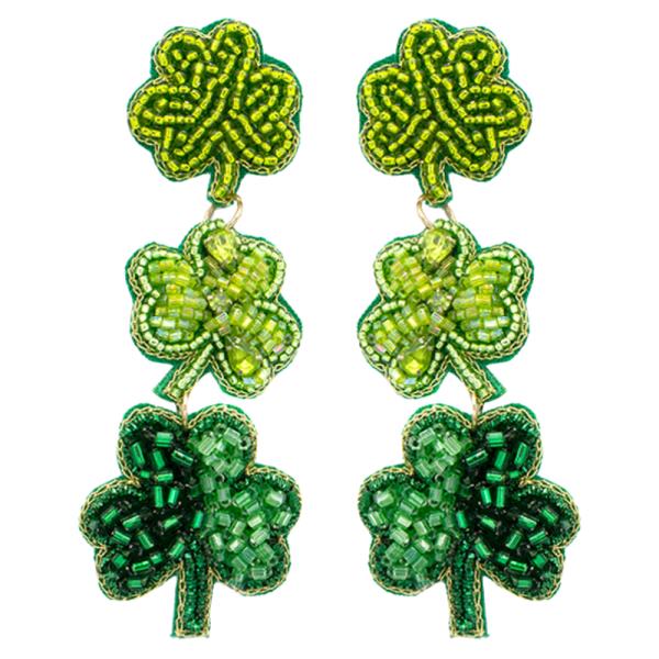 3 TIER CLOVER BEADED EARRING