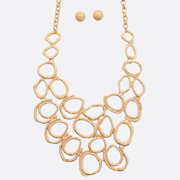 CIRCLE OVAL LINK METAL NECKLACE