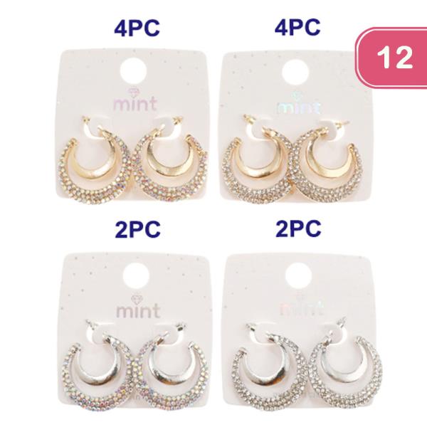 RHINESTONE HOOP EARRING (12 UNITS)