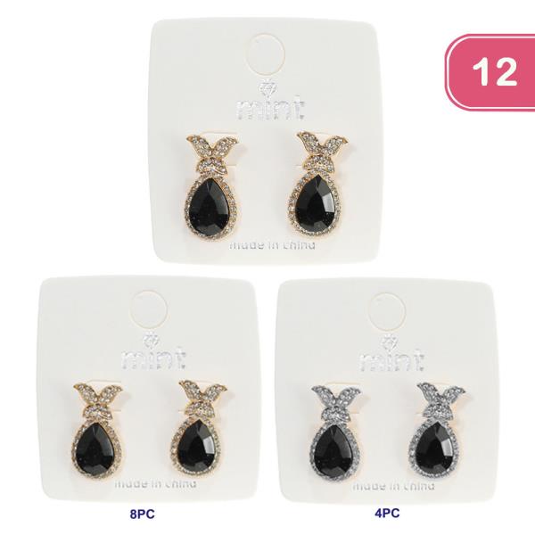 TEARDROP RHINESTONE EARRING (12 UNITS)