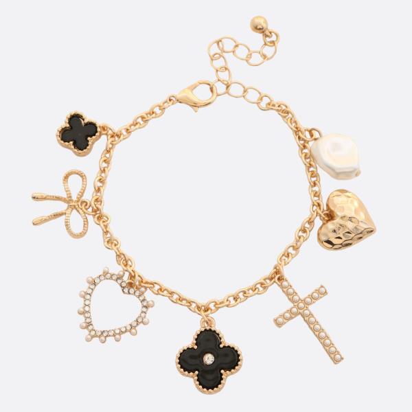 CLOVER CROSS MULTI CHARM BRACELET