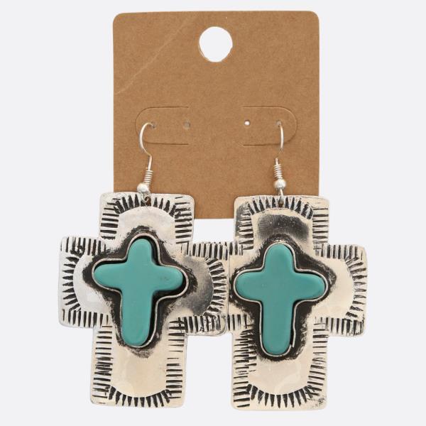 WESTERN STYLE CROSS DANGLE EARRING