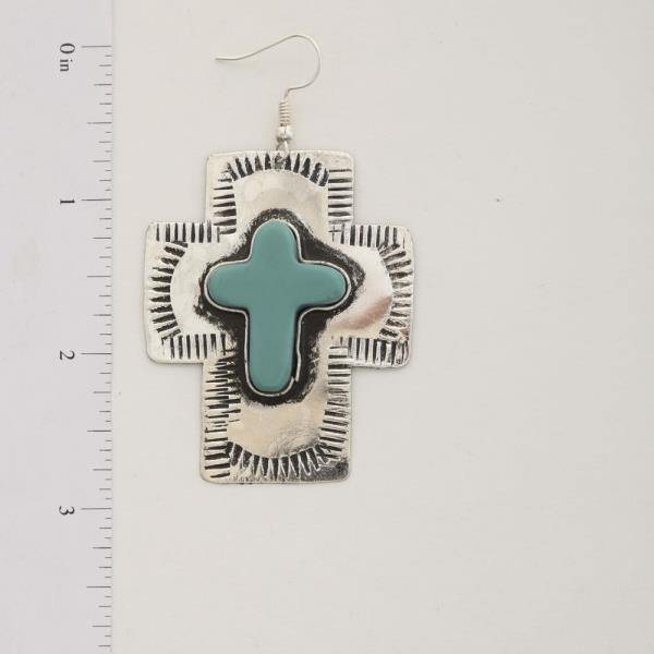 WESTERN STYLE CROSS DANGLE EARRING