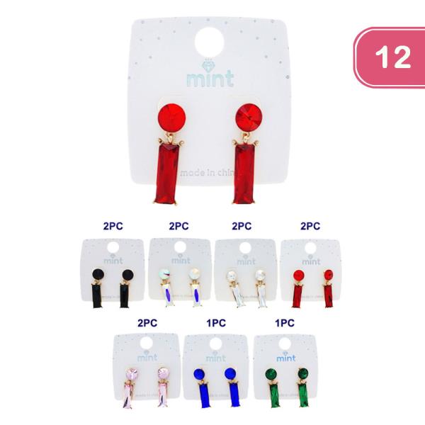 COLOR RHINESTONE EARRING (12 UNITS)