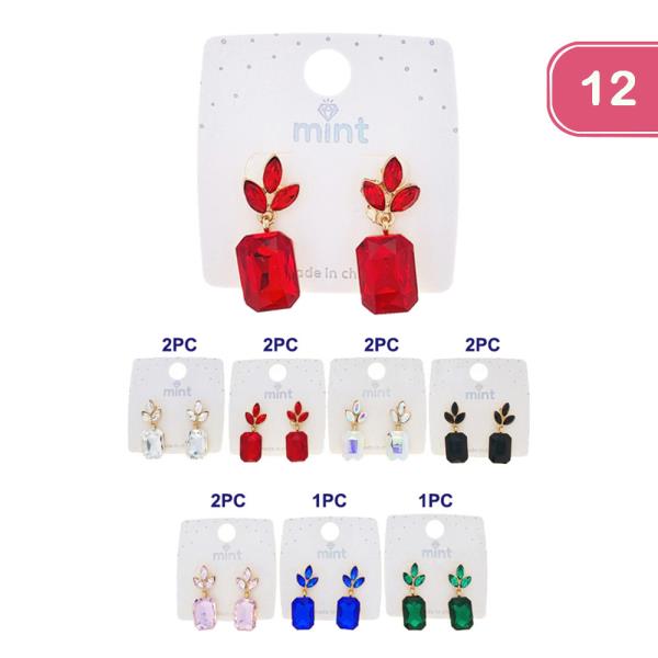 COLOR RHINESTONE EARRING (12 UNITS)