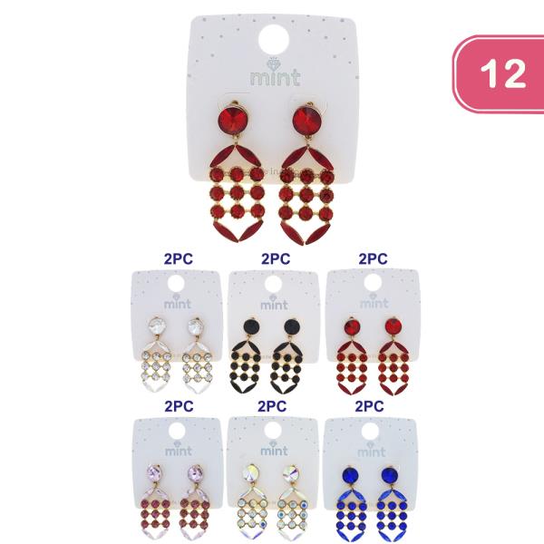 COLOR RHINESTONE EARRING (12 UNITS)