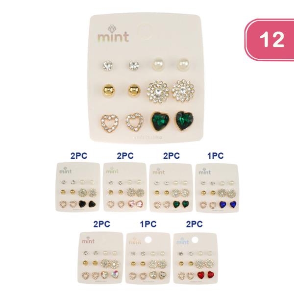 STUD EARRING SET (12 UNITS)