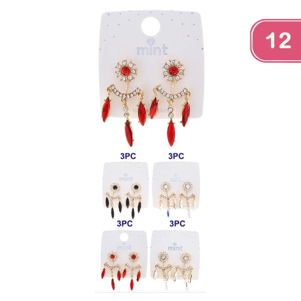 COLOR RHINESTONE EARRING (12 UNITS)