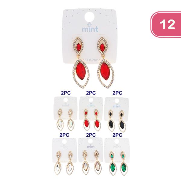 COLOR STONE DANGLE EARRING (12 UNITS)