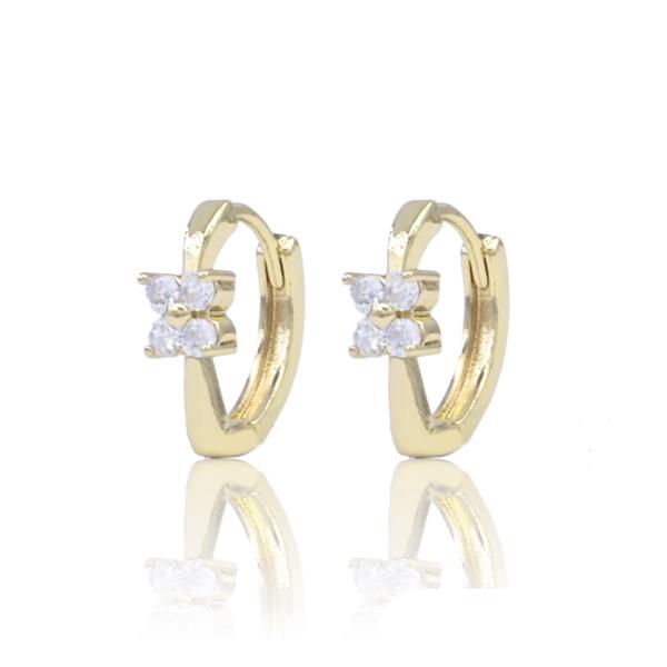 CZ FLOWER HUGGIE EARRING