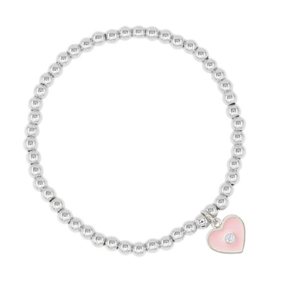 STAINLESS STEEL BALL HEART STRETCH BRACELET