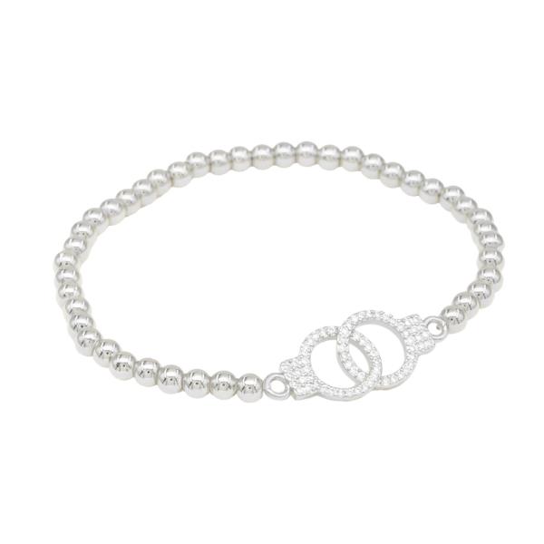 STAINLESS STEEL BALL DOUBLE ROUND STRETCH BRACELET