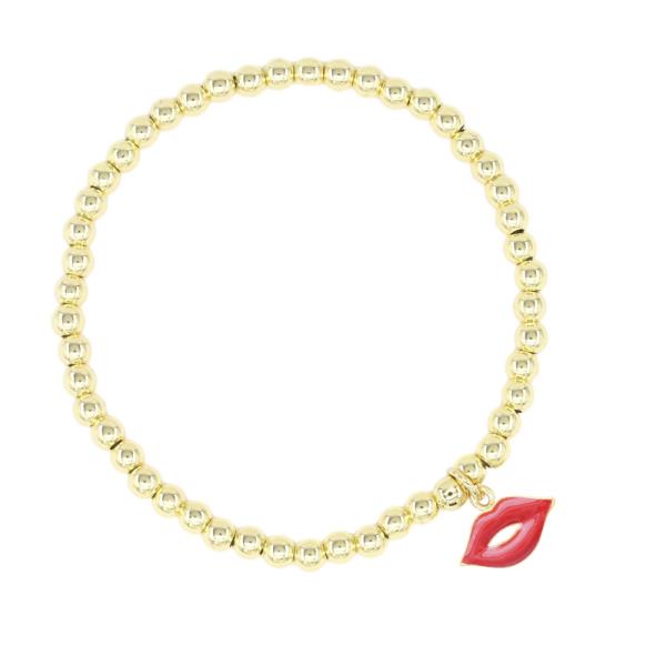 STAINLESS STEEL BALL LIPS STRETCH BRACELET