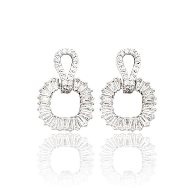 SQUARE CZ DROP DANGLE EARRING