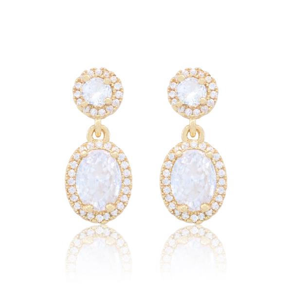 OVAL CIRCLE CZ DANGLE EARRING