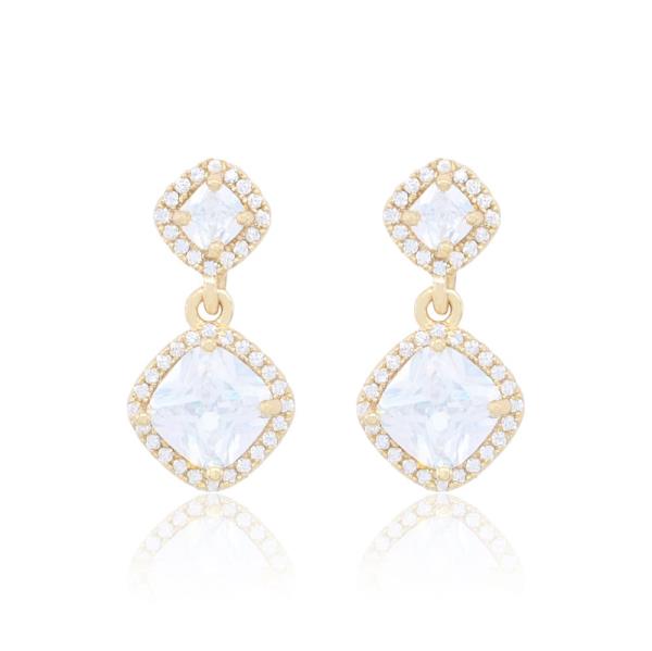 DOUBLE DIAMOND CZ EARRING