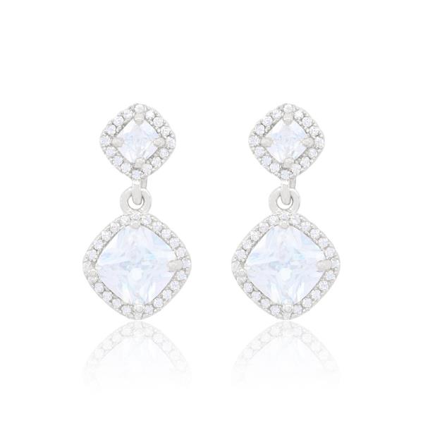 DOUBLE DIAMOND CZ EARRING