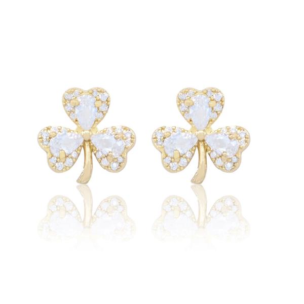 THREE LEAF CLOVER CZ EARRING