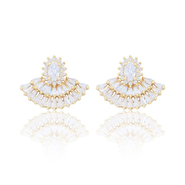 FAN CZ HALO STUD EARRING