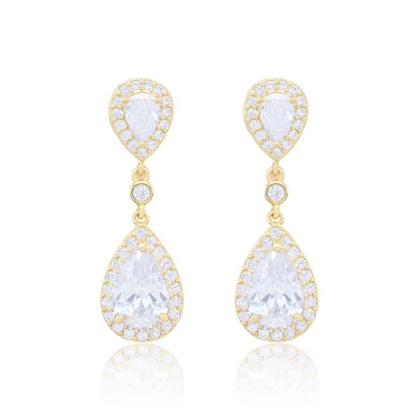 DOUBLE TEARDROP CZ DANGLE EARRING