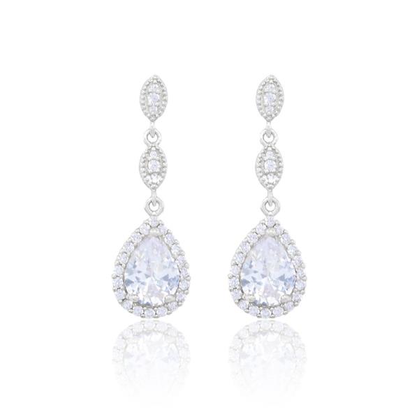 LONG TEARDROP CZ EARRING