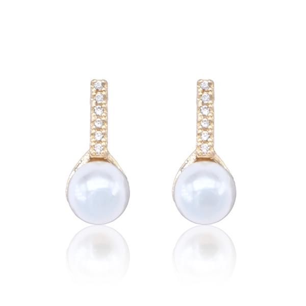 PEARL BEAD CZ EARRING