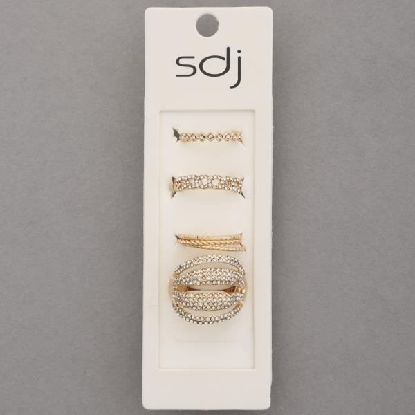 SDJ RHINESTONE METAL ASSORTED RING SET