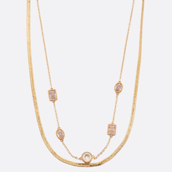 SDJ CIRCLE SQUARE LINK LAYERED NECKLACE