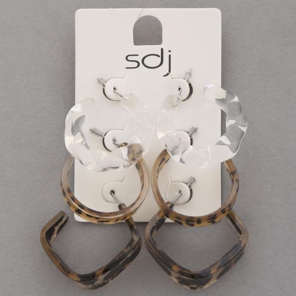 SDJ ACETATE ASSORTED OPEN HOOP EARRING SET