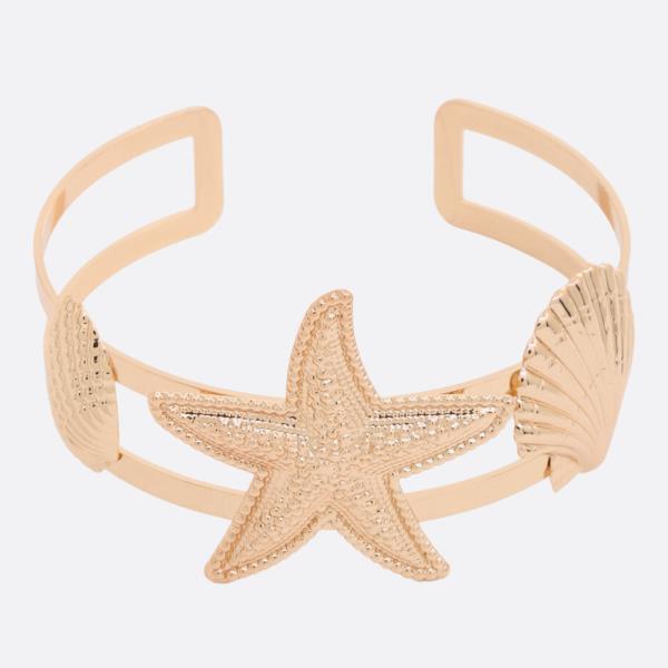 SDJ SEA LIFE STARFISH SHELL METAL CUFF BRACELET