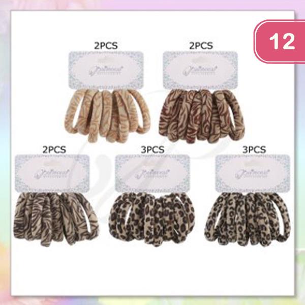 ANIMAL PRINT HAIR TIE SET (12 UNITS)