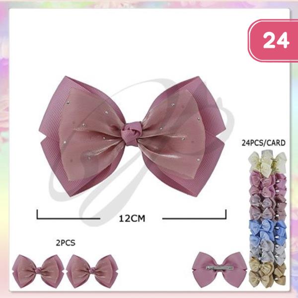 RIBBON HAIR BOW PIN (24 UNITS)