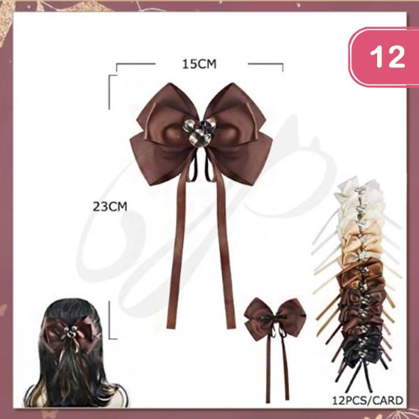 RIBBON HAIR BOW PIN (12 UNITS)