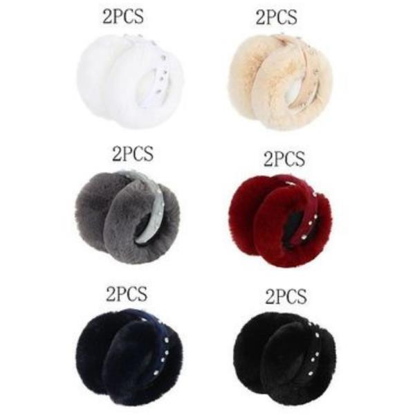 (PRE-ORDER/ONLY ONLINE) RHINESTONE VELVET HEADBAND FAUX FUR EAR MUFF (12 UNITS)