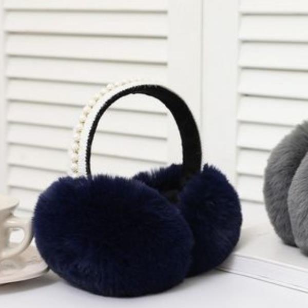 (ONLINE ONLY) CROCHET PEARL HEADBAND FAUX FUR EAR MUFF (12 UNITS)