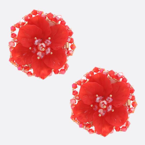 BEADED FLOWER EARRING