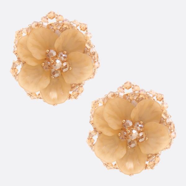 BEADED FLOWER EARRING