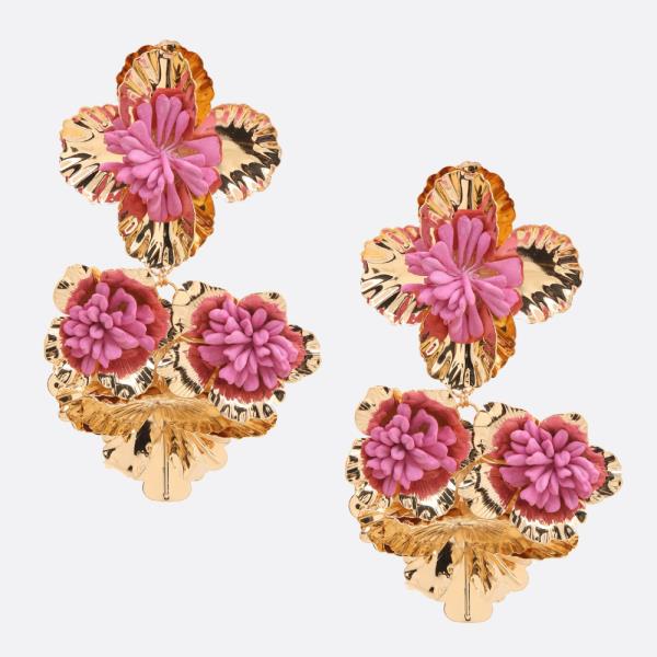 MULTI FLOWER METAL DANGLE EARRING