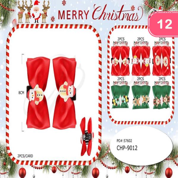 CHRISTMAS HAIR JAW CLIP 2 PC SET (12 UNITS)